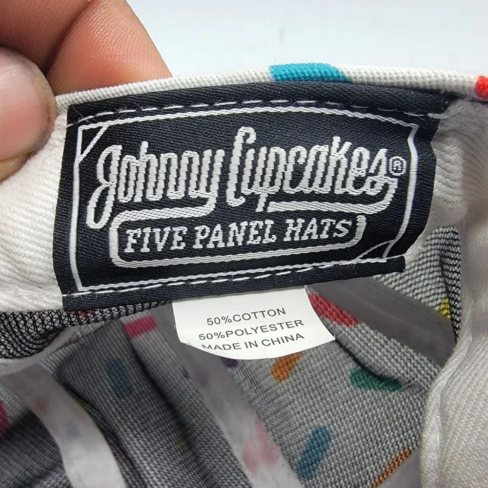Johnny Cupcakes Unisex Adults White Sprinkles 5 Panel Hat Adjustable Lightweight - Picture 10 of 11